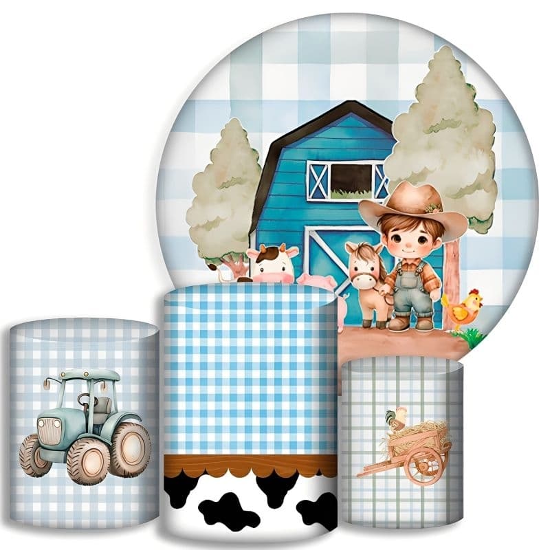 Capas Para Cilindros + Painel - Fazendinha - Kit Decoração Festa / Pegue e Monte