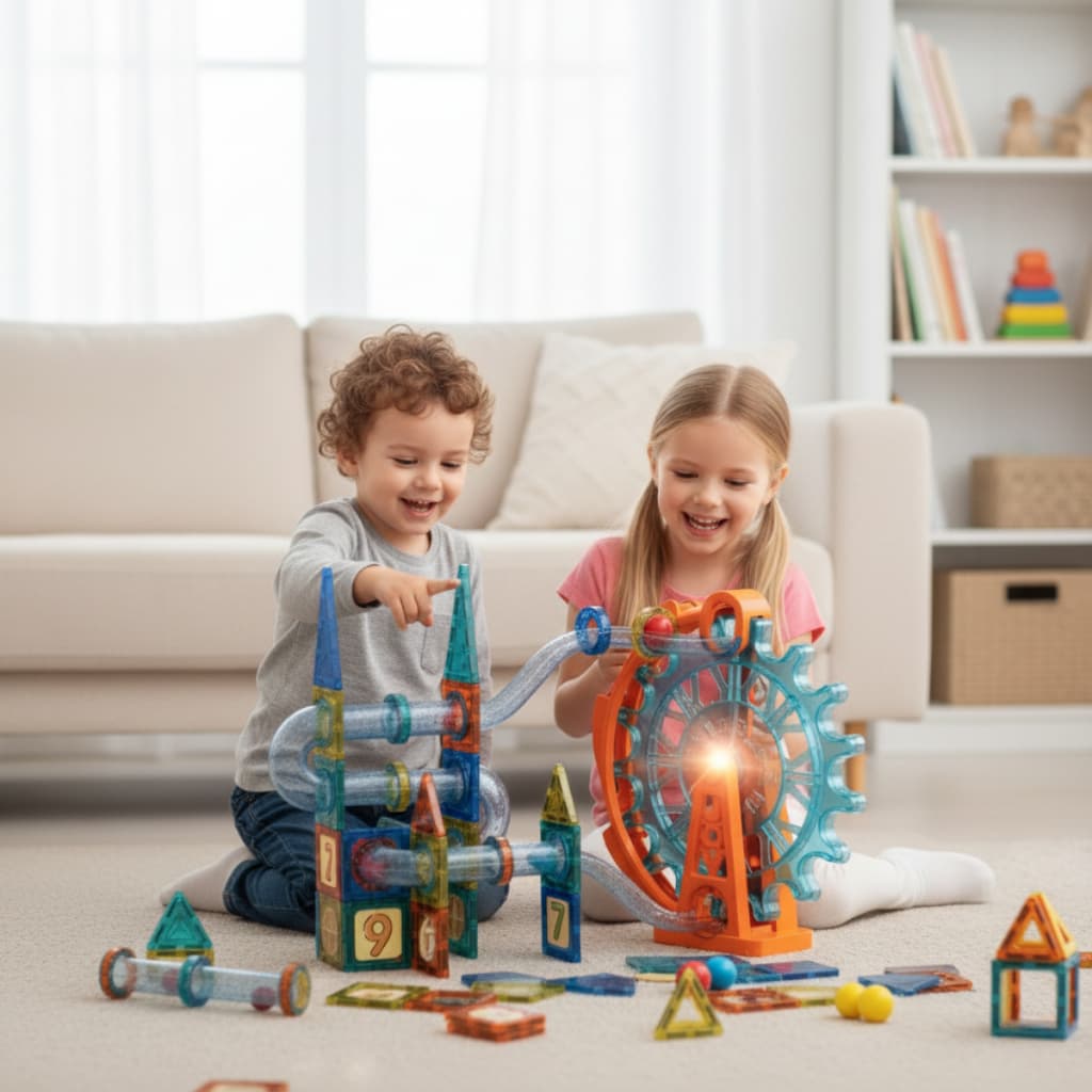 Brinquedo Bloco Magnético Construção 71 Peças Roda Gigante