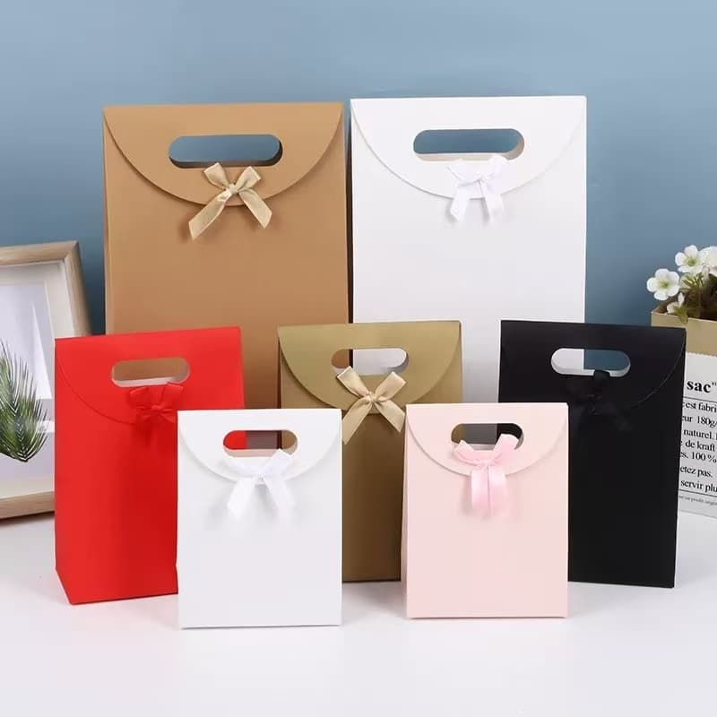 Sacos de Presente com Laço – Várias Cores, Papel Resistente, Elegantes para Festas, Lembrancinhas e Presentes