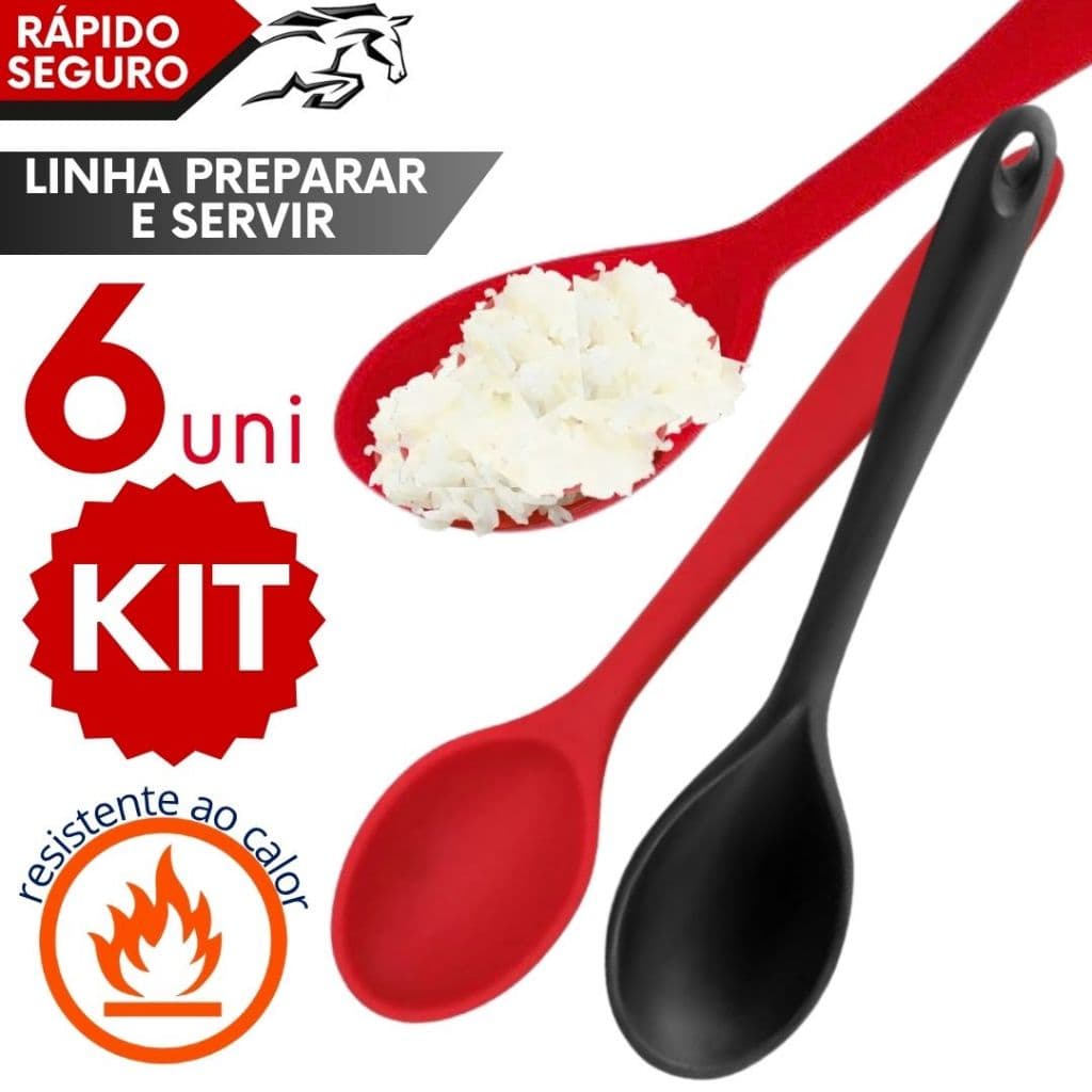 Colher de Arroz Silicone 28cm Antiadherente Resistente Alta Temperatura
