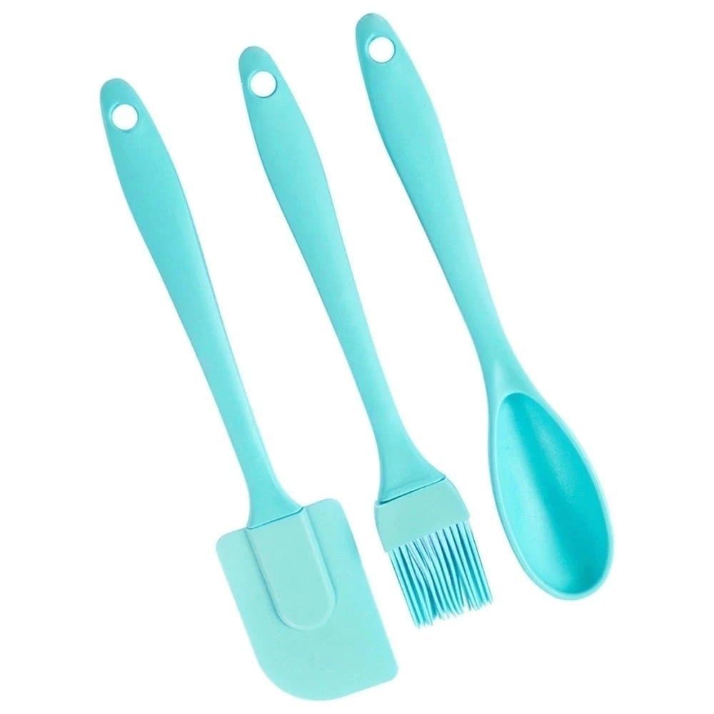 Kit 3 Peças Colher E Pincel Espátula De Silicone Culinário