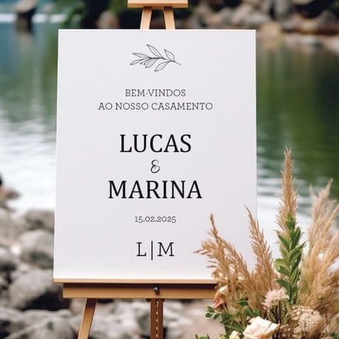 Quadro Decorativo Recepção de Casamento Bem-Vindos ao Nosso Casamento