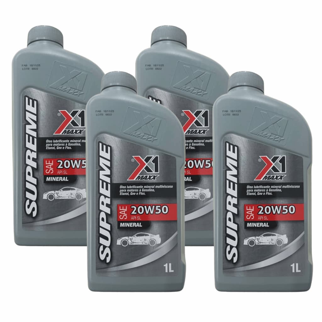 Kit 4 Litros Oleo 20w50 Óleo Lubrificante Para Motores Gasolina Alcool Flex Gnv Carro Motor Cansado