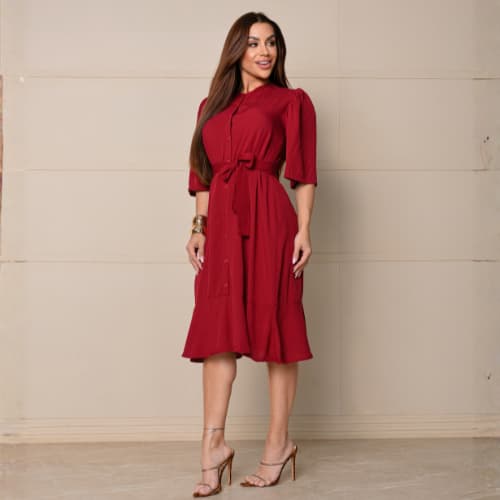 Chamise Feminina Evangélica Elegante Social Moda Mulher com Cinto