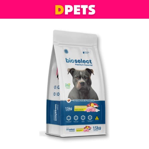 Ração Bioselect Premium Especial Power Force Adultos 15kg Sabor Frango, Whey e Batata Doce