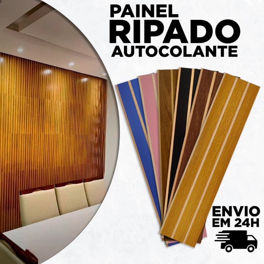 Kit Até 100 Placas Ripados Decorativo Adesiva 45x11 Painel Premium De Alta Qualidade Sala Penteadeira