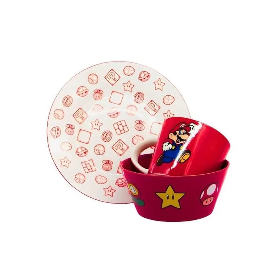 Kit Café da Manhã 3 Peças Super Mario Zona Criativa