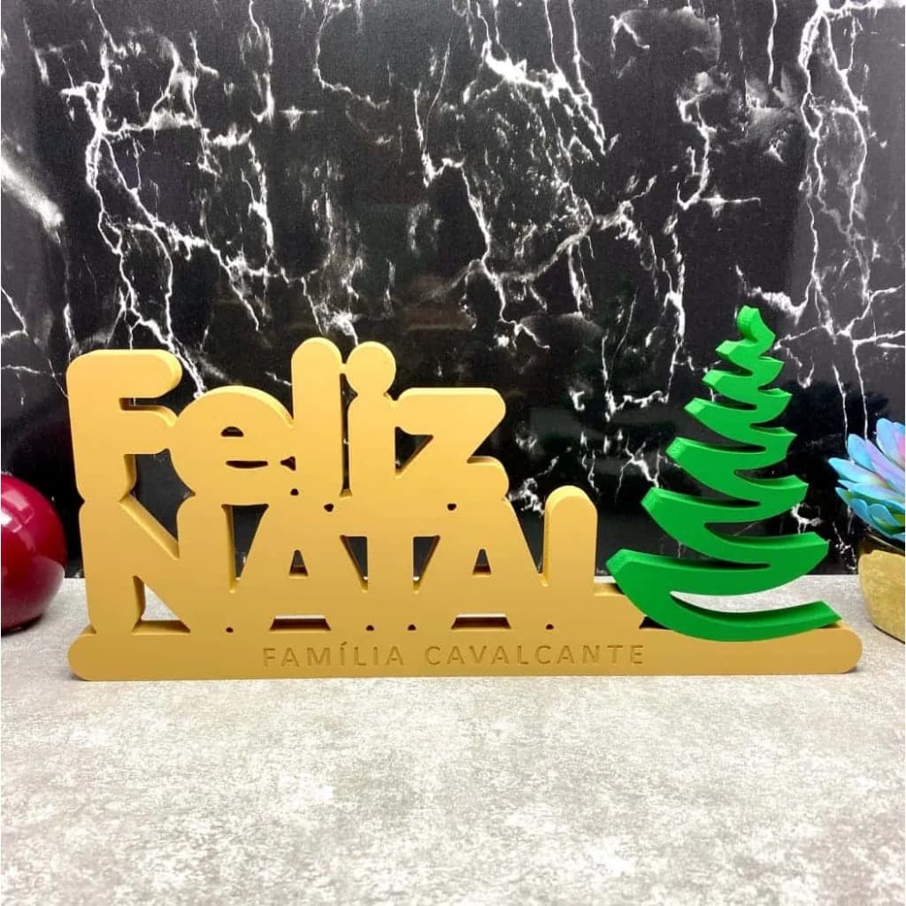 Enfeite de Mesa Feliz Natal Personalizado