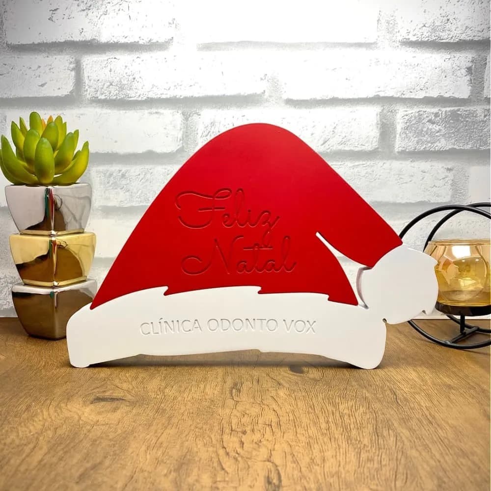 Enfeite de Mesa Natal Para Empresa Gorro Noel