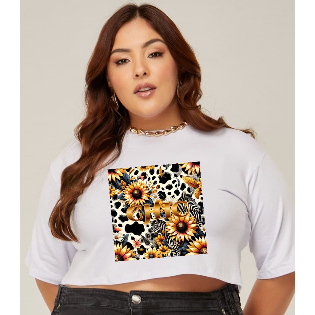 Cropped Oversize Candy Color - Chic Floral Animal Print | Viscolycra Premium | Estampa Exclusiva
