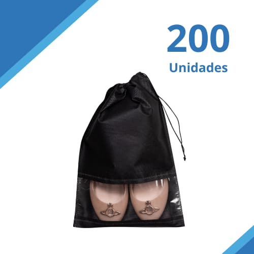 Kit 200 Unid Sacos para Sapato com Visor - Em TNT Liso, 27x37cm