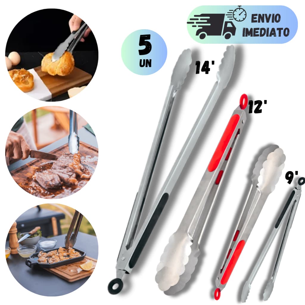 PEGADOR COM TRAVA SILICONE IDEAL PARA COZINHA BUFFETS CARNES GELO E SALADAS TAMANHOS VARIADOS
