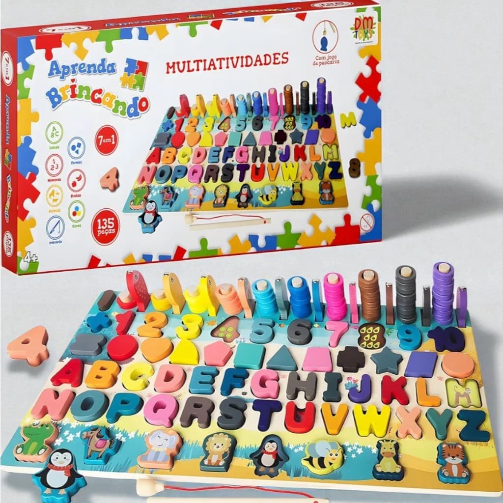 Tabuleiro Montessori Brinquedo Educativo Interativo Infantil Formas Letras Didático Criança