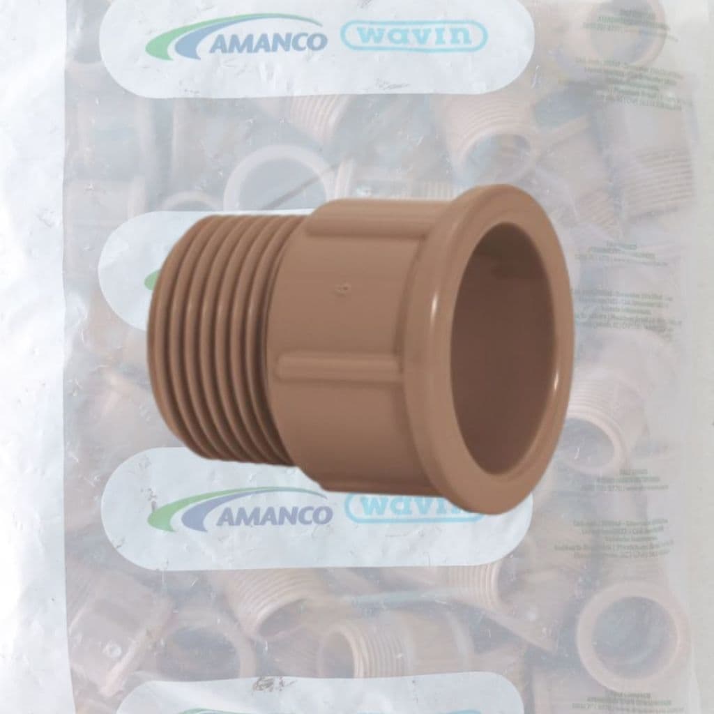 Adaptador 25mm X 3/4  Soldavel Marrom Curto Bolsa E Rosca Luva Pvc Amanco