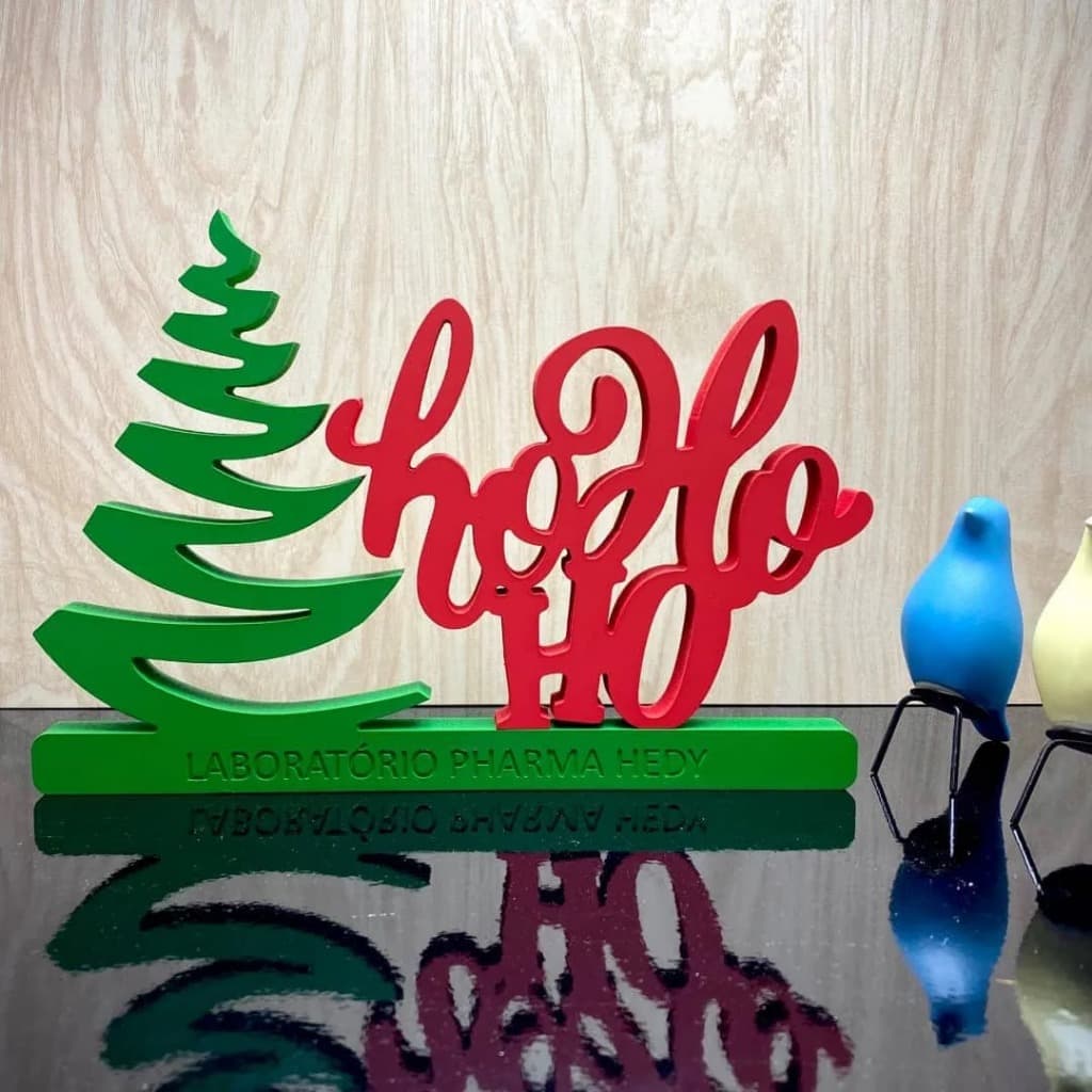 Enfeite de Mesa Natal Árvore Ho Ho Ho