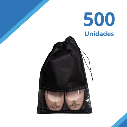 Kit 500 Unid Sacos para Sapato com Visor - Em TNT Liso, 27x37cm
