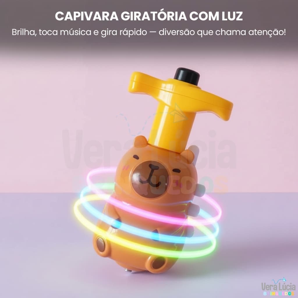 Brinquedo Infantil Capivara Pião Que Gira Estilo Beyblade com Lançador de Plástico Presente Barato