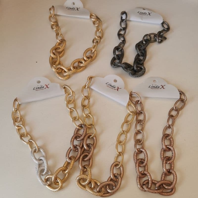 ⛓️ Colar Maxi Textured Chain Premium Elos Metálicos Texturizados Moderno Imponente Elegante Design Leve Urbano C56055-5