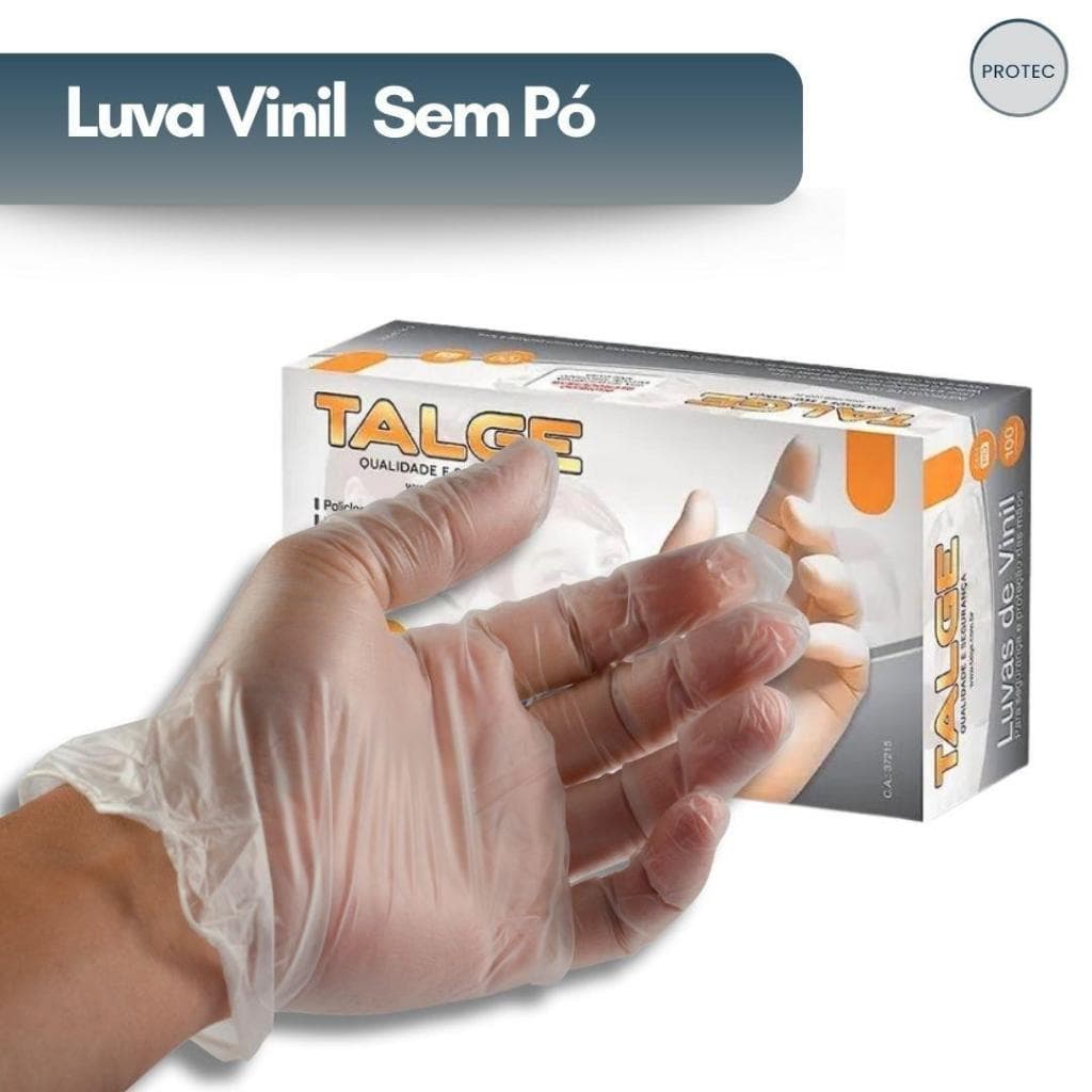 Luva Vinil Descartável S/ Pó Até 300 Un Talge P ou M