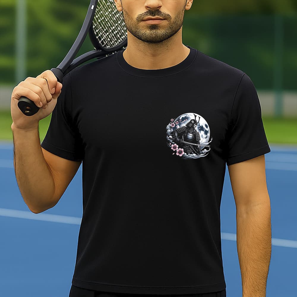 Camiseta Dry Fit Masculina Estampada Samurai na Lua P ao GG Leve Respirável Academia Treino