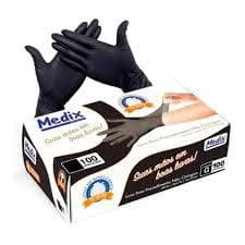 Luva Nitrílica Descartável Preta Medix Black Preto 100u