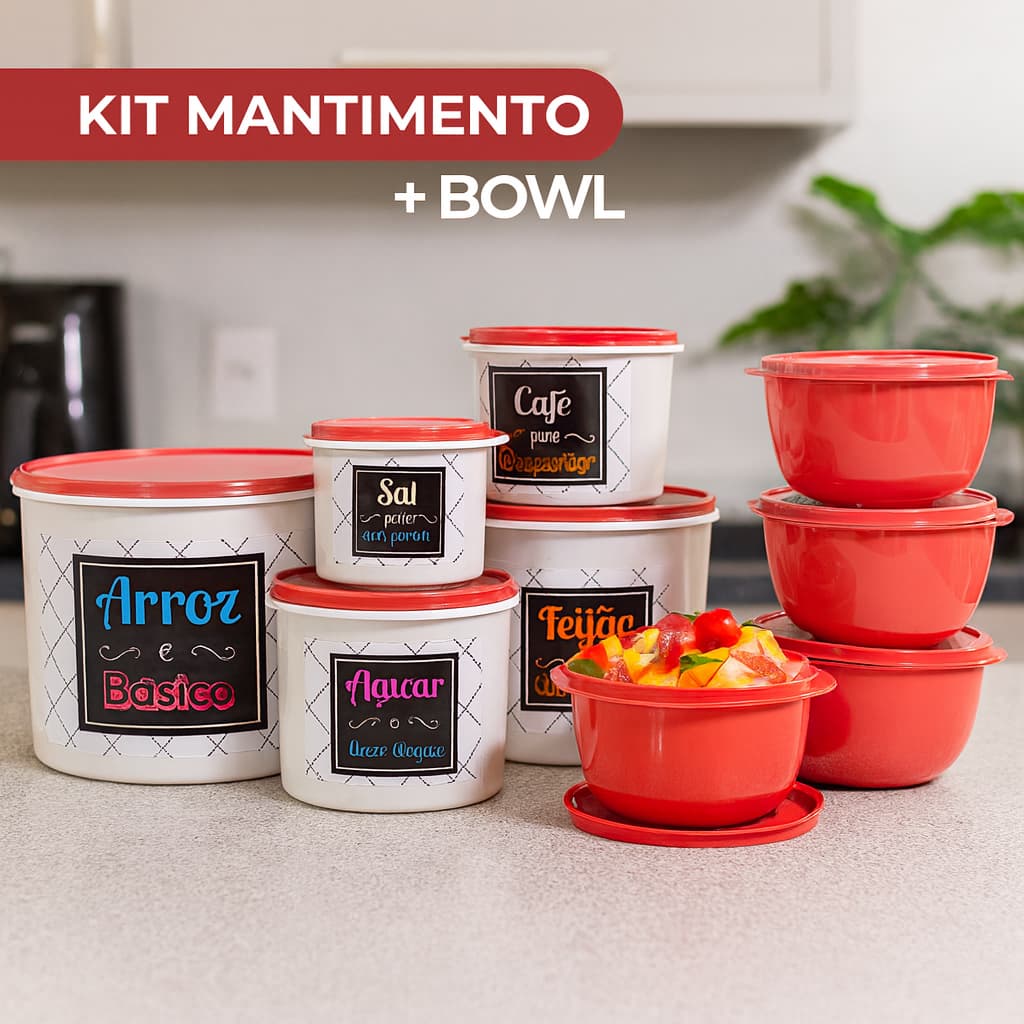 Kit Potes Mantimentos Plastico Para Alimentos 9 Potes Mantimentos