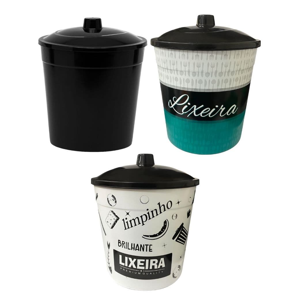 LIXEIRA PIA CESTO MULTIUSO DECORADO 2,8L BANCADA COZINHA DECORADO