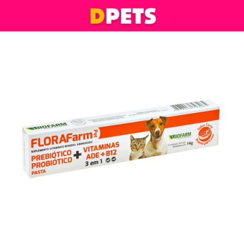 Florafarm 3 em 1: Flora Intestinal Forte Para Cães e Gatos - Prebióticos e Probióticos