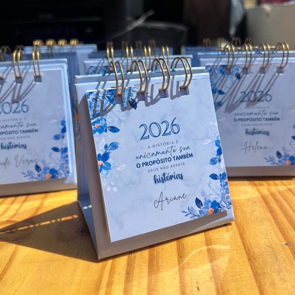 Calendário de Mesa 2026 Personalizado | Mini 7,7x8,5cm | Lembrancinha de Aniversário