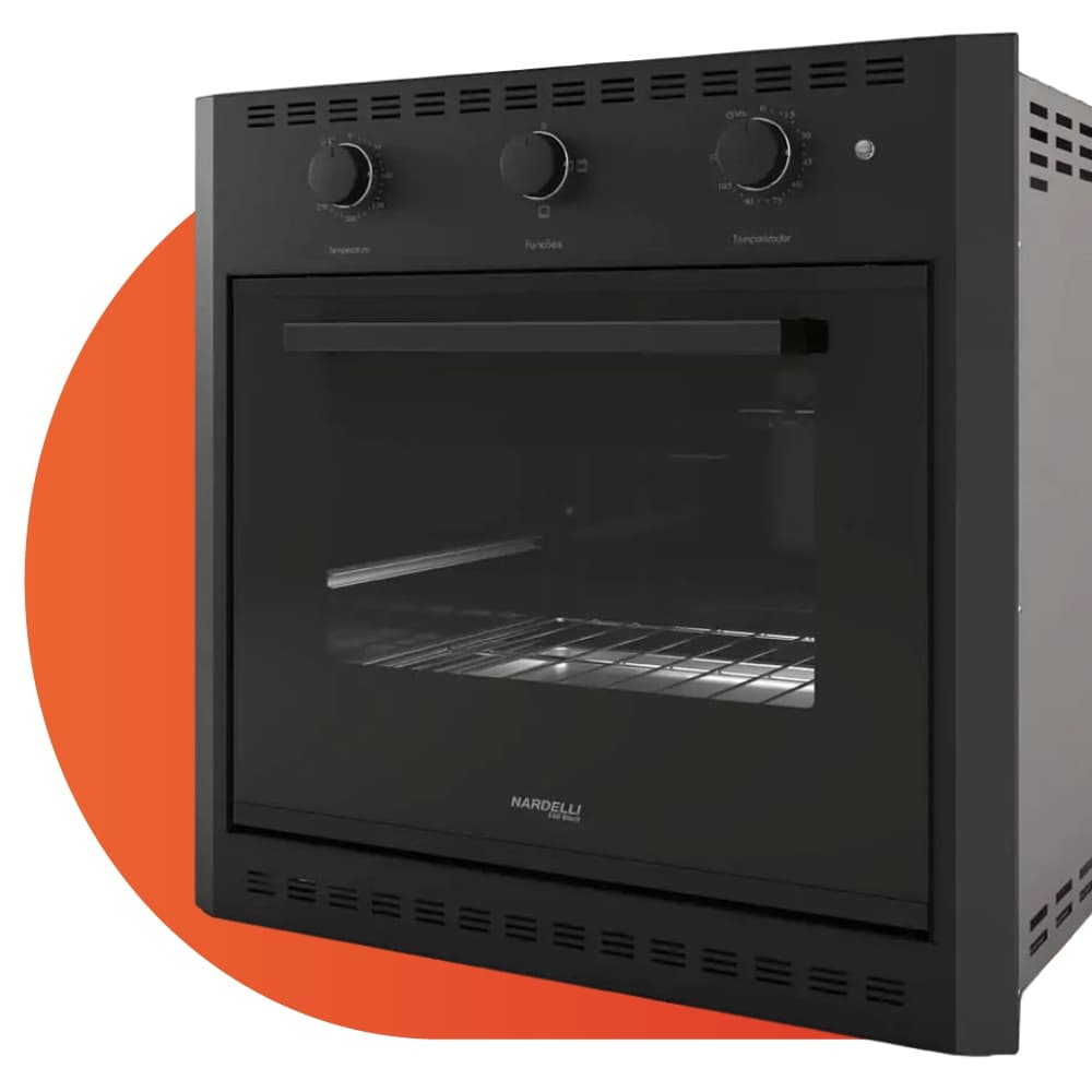 Forno Elétrico De Embutir Nardelli E60 Luz interna e Função Grill 60Litros Preto 220V