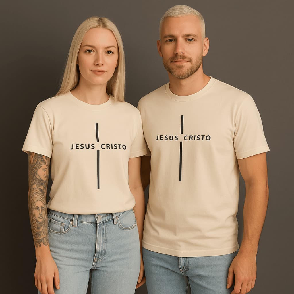 Camiseta Cristã T-Shirt Unissex Evangélica Estampa Cruz Feminina Masculina 100% Algodão Street Style