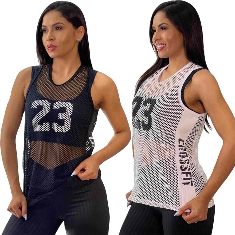 Kit Regata de Academia Feminina Regatas Furadinha Camiseta Drifit