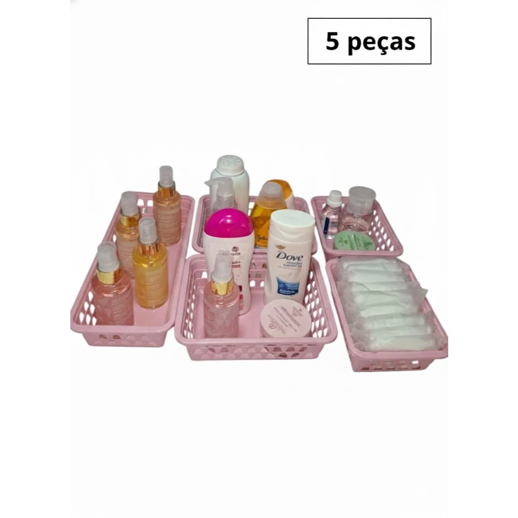 Cesto Organizador Kit 5 Grande Medio e Pequeno Tamanhos Multiuso Casa Armario Prateleira