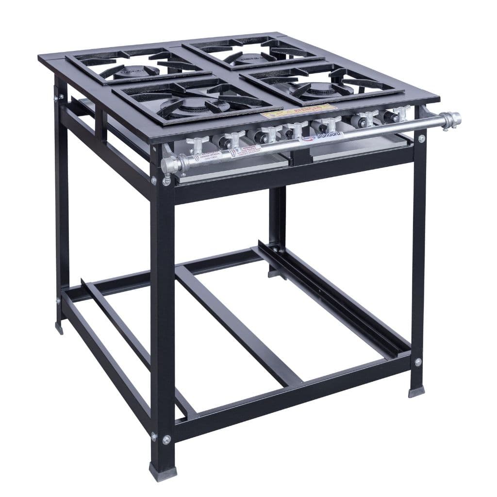 Fogão Industrial 2,3 e 4 Bocas Cristal Aço Baixa Pressão 30x30 Perfil 5 A Gás