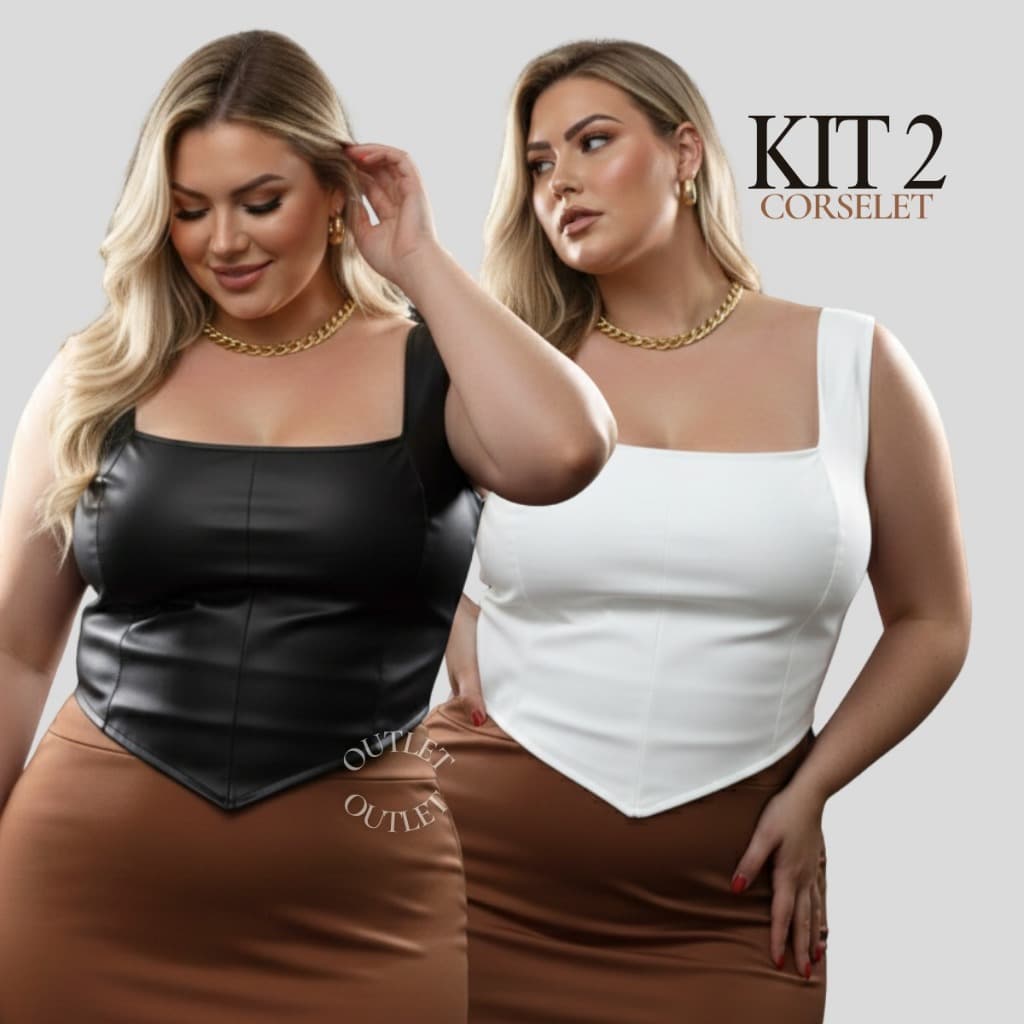 Kit 2 Corset Corpete Couro Moda Plus Size Tendência - Mavie