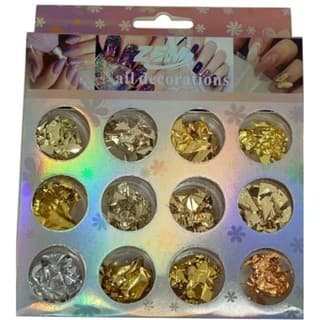 KIT 12 Folhas De Ouro Dourado/prateado Decoração Unhas Encapsuladas