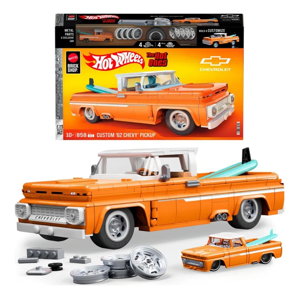 Blocos de Montar Caminhonete 1962 Chevy Pickup 858 peças Detalhes em Metal Mattel