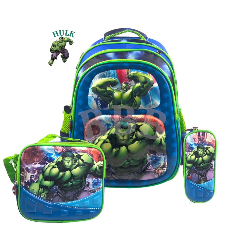 🎒 Kit  mochila  de costas Escolar hulk Completo + Lancheira e Estojo + Brinde Especial!