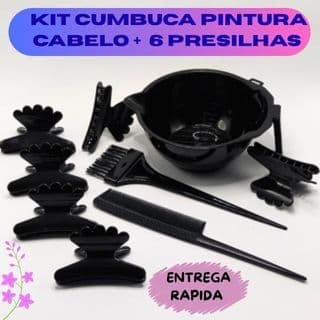 Kit Pintura Cabelo – Cumbuca + 6 Piranha Sorriso + Pincel + Pente Fino Tintura & Hidratação Capilar