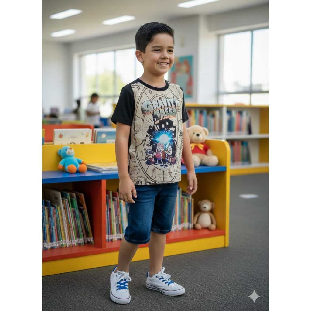 Camiseta unissex infantil menino menina desenho animados Geek Gravity Falls presente desenhos animados