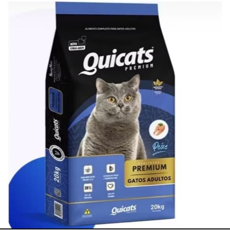Ração Premium Para Gatos Adultos Quicats Peixe 7 Kg