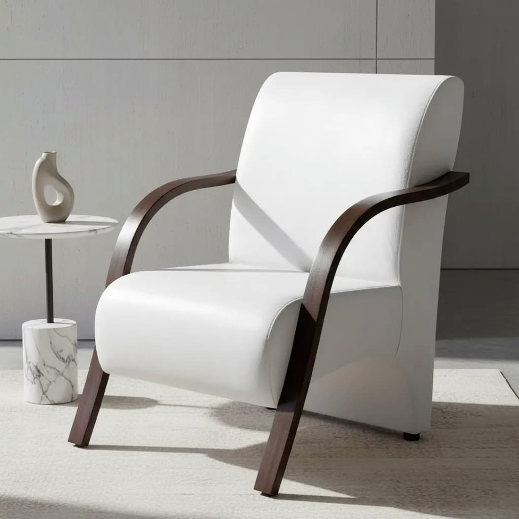 Poltrona Cadeira Corino Braço de Madeira Clínica, Escritório, Salão de Beleza Manicure Estofada Quarto Pronta Entrega