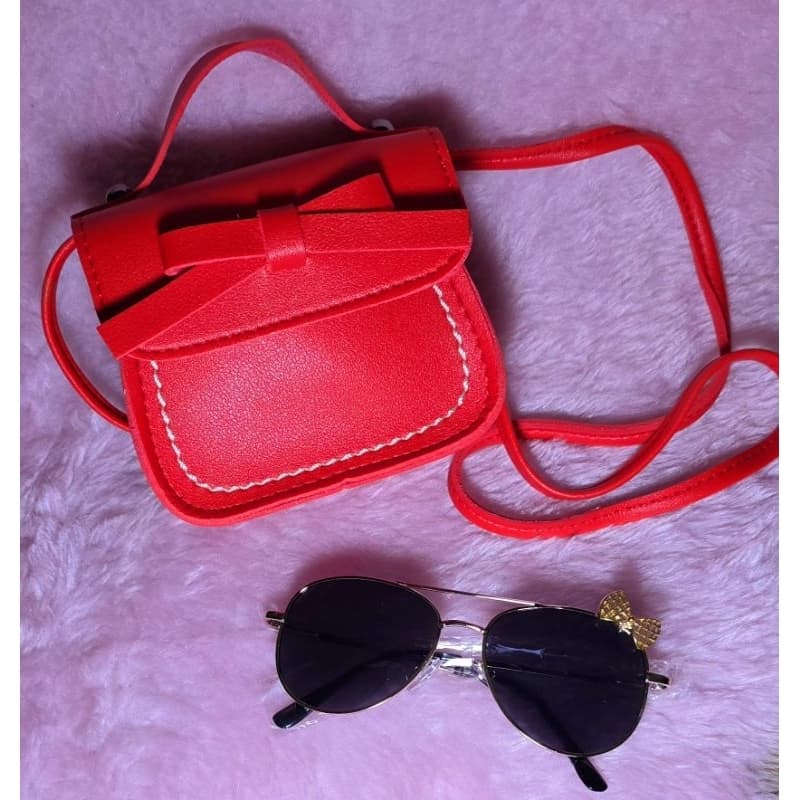 Bolsa infantil + Óculos charmoso, bolsinha blogueirinha.