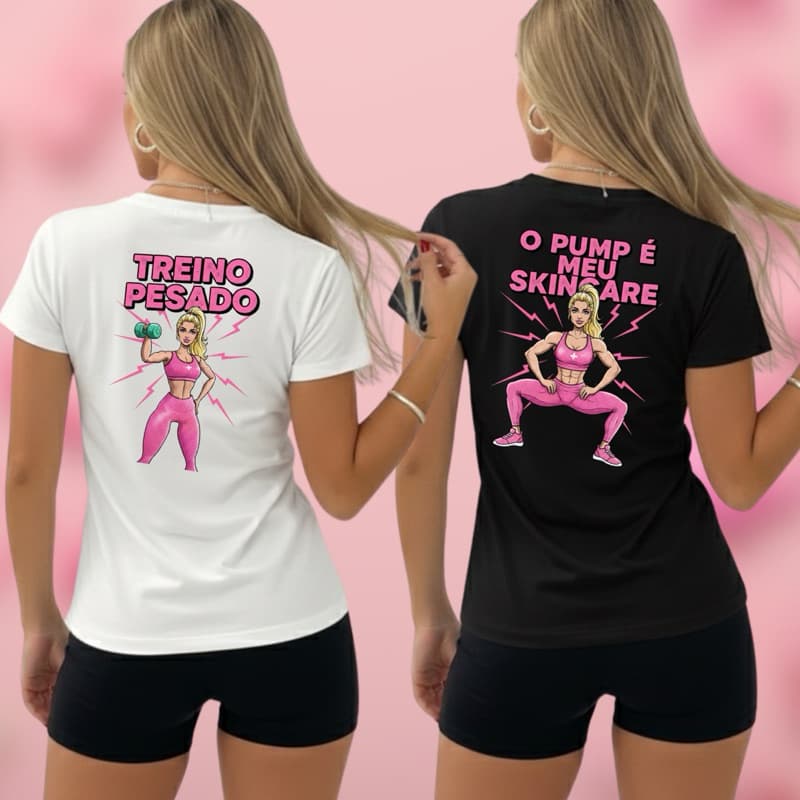 Camisetas Fitness Feminina Barbie Treino Pesado Academia Dry Fit Ciclismo Corrida