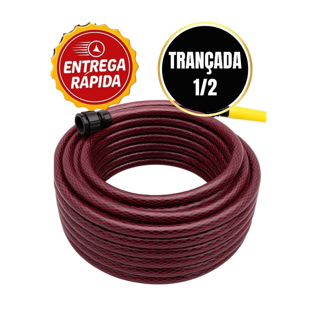 mangueira jardim vermelha trançada pvc resistente e flexível reforçada limpeza quintal trançadinha 10m á 50m esguicho