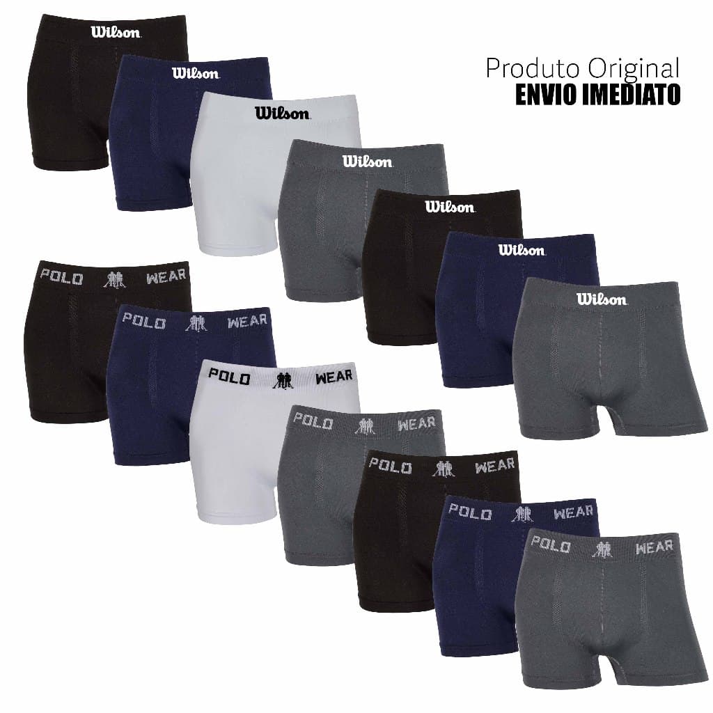 Kit 7 ou 14 cuecas boxer marca Polo Wear e Wilson Microfibra Originais
