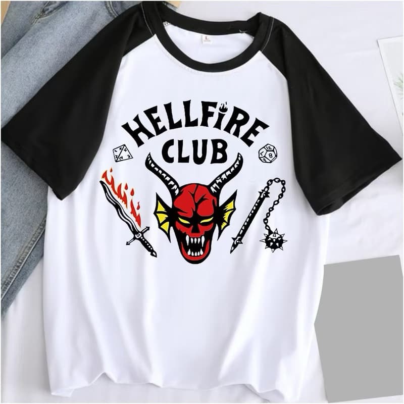 Camiseta RAGLAN Unissex Hell Fire Club,moda casual,moda Plus size
