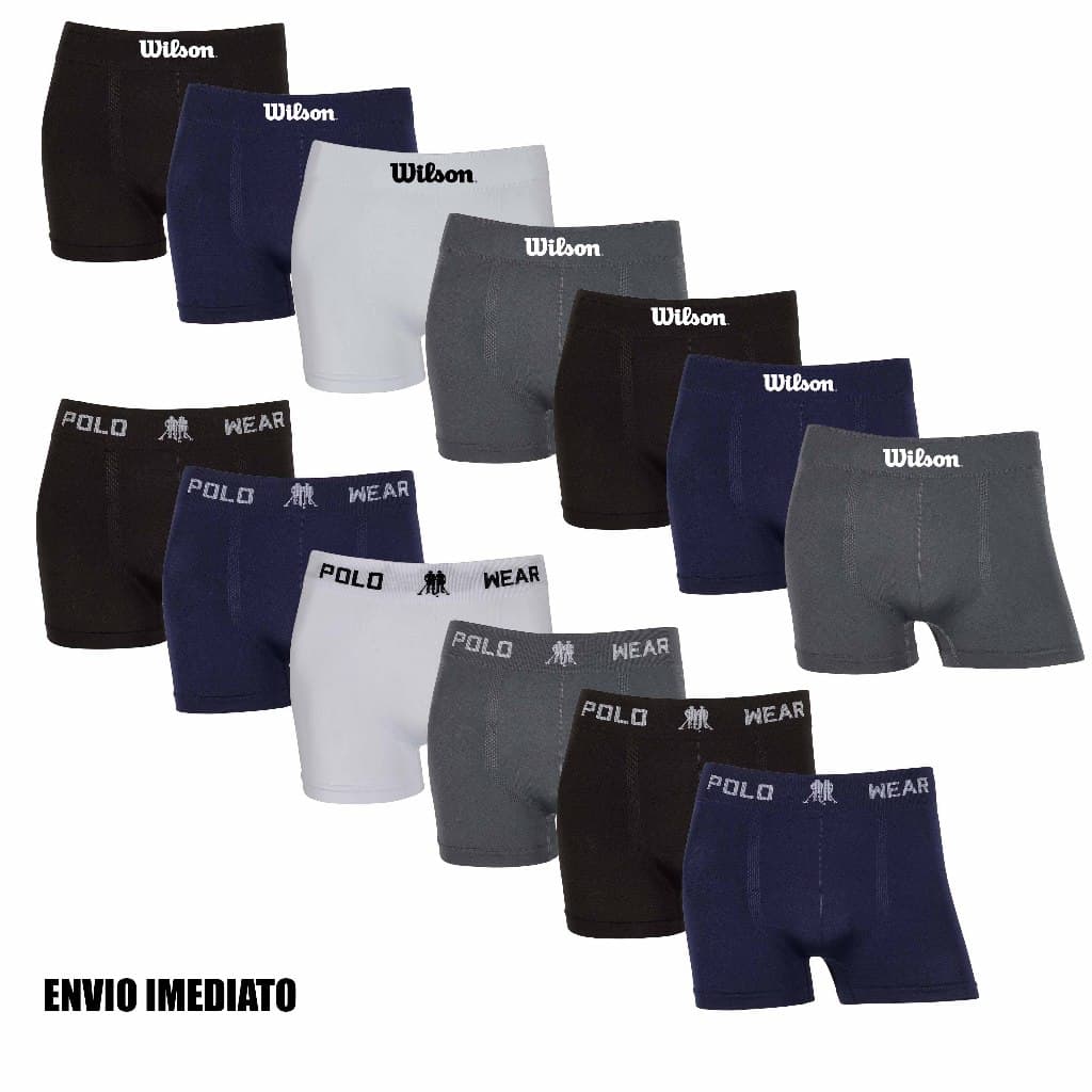 Kit 6 ou 13 cuecas boxer Polo Wear e Wilson Sortidas Originais Microfibra confortáveis