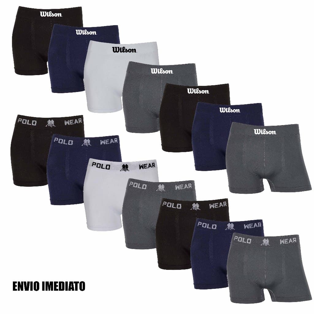 Kit 7 ou 14 cuecas boxer Polo Wear e Wilson Sortidas Originais Microfibra confortáveis
