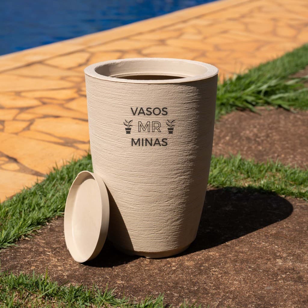 Vaso para Plantas Cone Bojo Grafiato Nº1 de 44cm ideal para Jardim, Varanda, Decoração e Com Prato